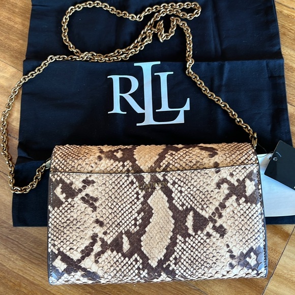 Ralph Lauren Adair crossbody faux snake skin purse - Picture 3 of 5